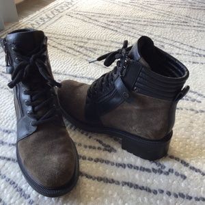 Botkier Shoes Botkier Lace Up Moto Combat Boots In Suede And